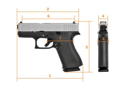 GLOCK G43Х FS Silver Slide Subcompact, кал. 9 mm Luger
