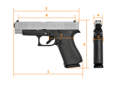 GLOCK G48 Silver slide, NS Steel, Compact - 9 mm Luger
