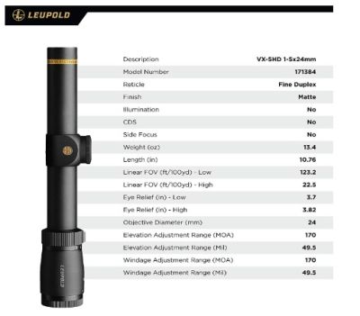 Leupold VX-5HD 1-5X24 FireDot Duplex Illuminated | 171384