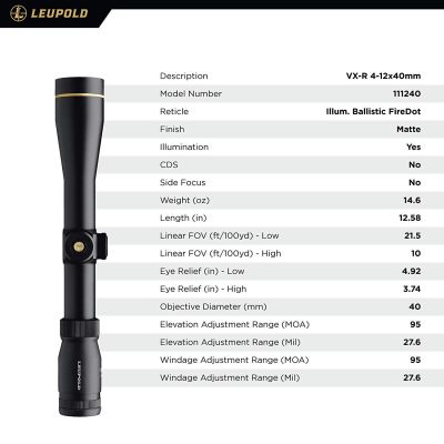 Leupold VX-R 4-12x40 Ballistic FireDot Illuminated | 111240